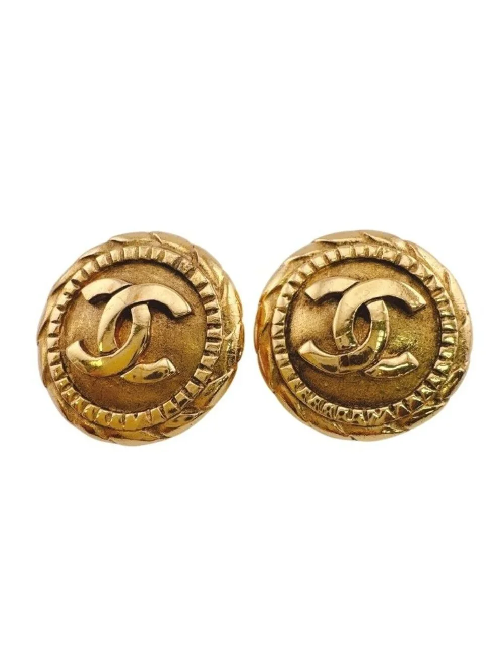 Chanel CC Logo Earrings Gold